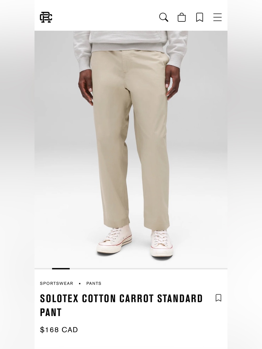 Reigning Champ Solotex Cotton Carrot Pants - Light Beige